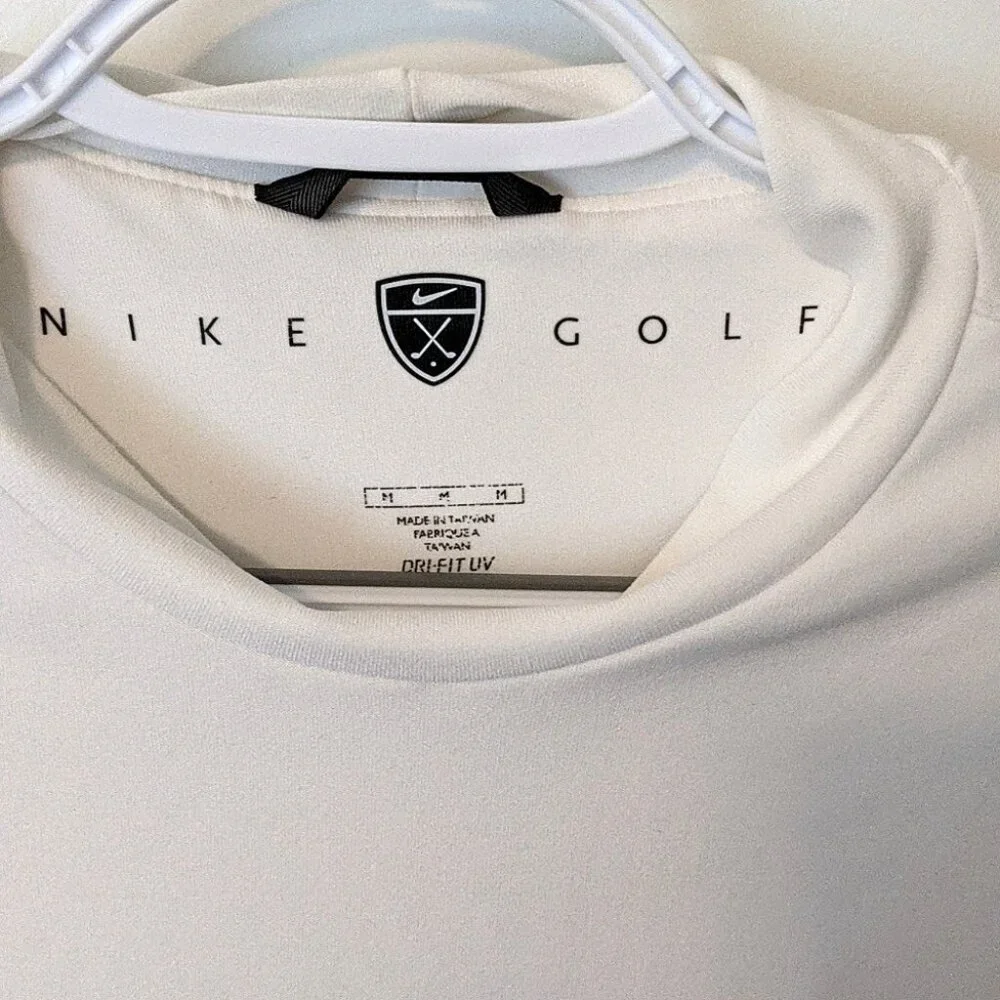 NIKE DRI FIT UV GOLF Shirt Short Sleeve Tshirt Medium White